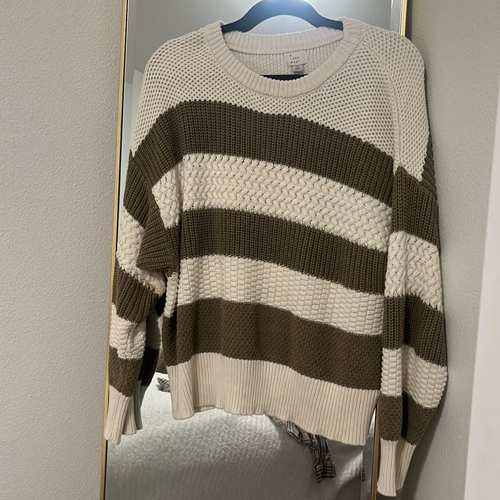 A new day Striped Green and Cream sweater